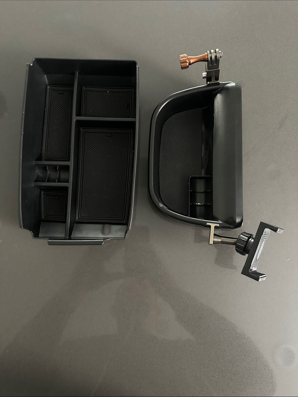 Ford Black Center Console Organizer Tray and center dash storage with cell phone